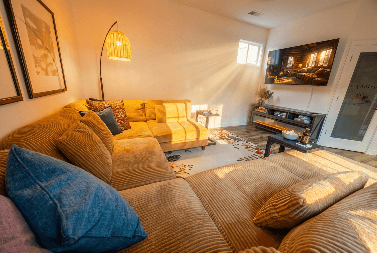 Turn on the fireplace, pull out a board game or grab a good book. Our media room sectional will have you breathing easy in no time.