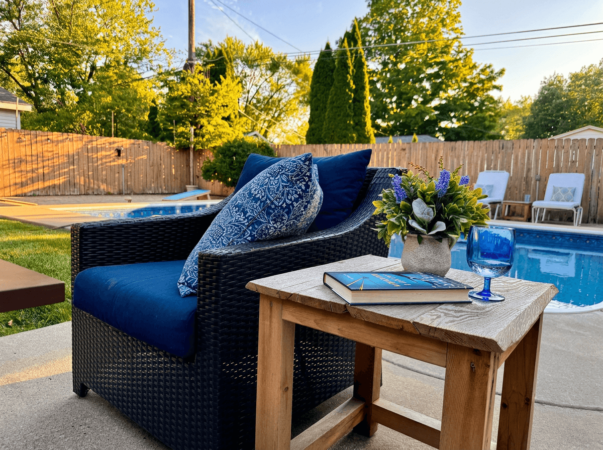 Grab a good book or a beverage and relax in our poolside lounge furniture that seats up to 7