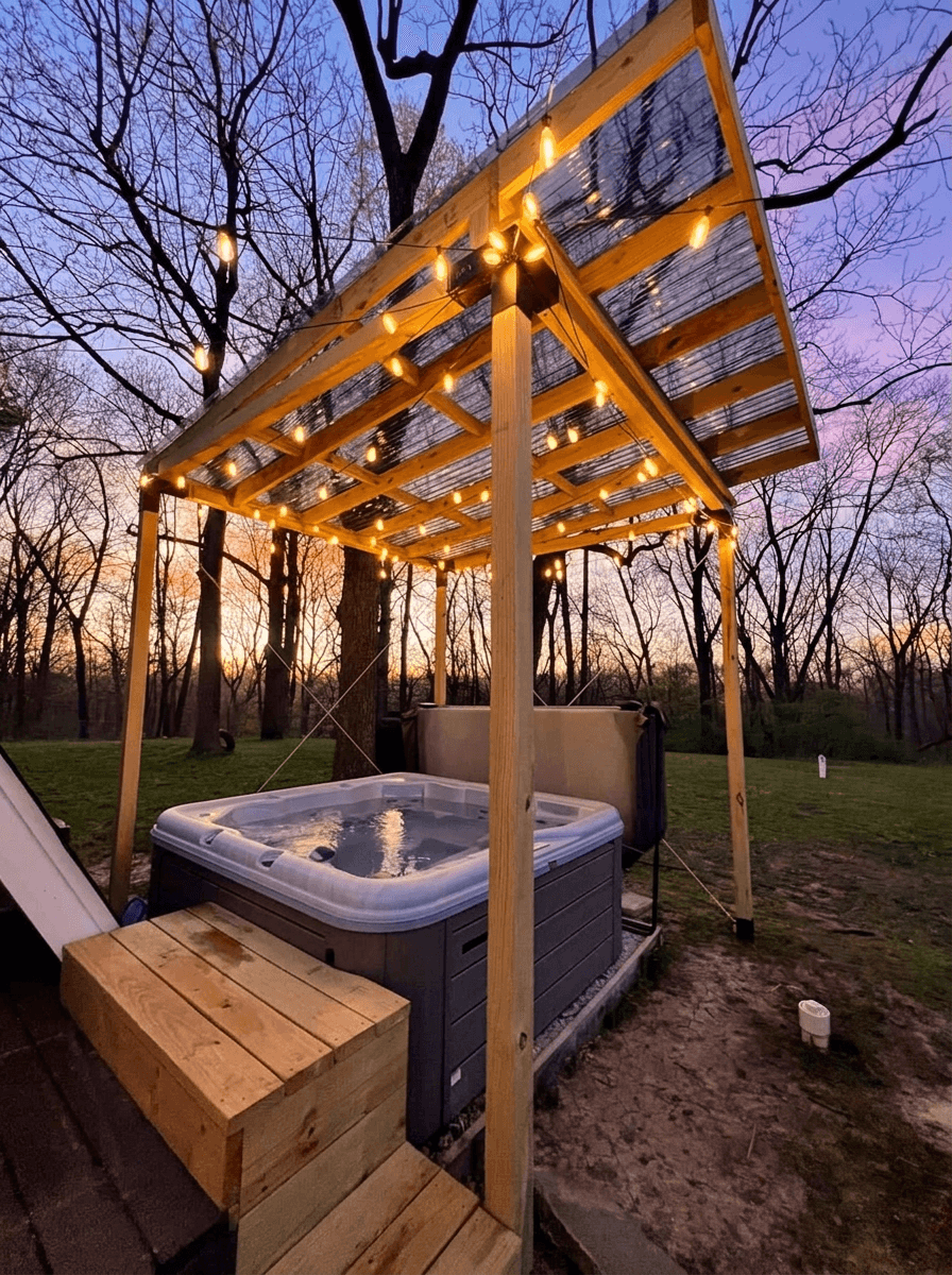 Year round Covered Hot Tub