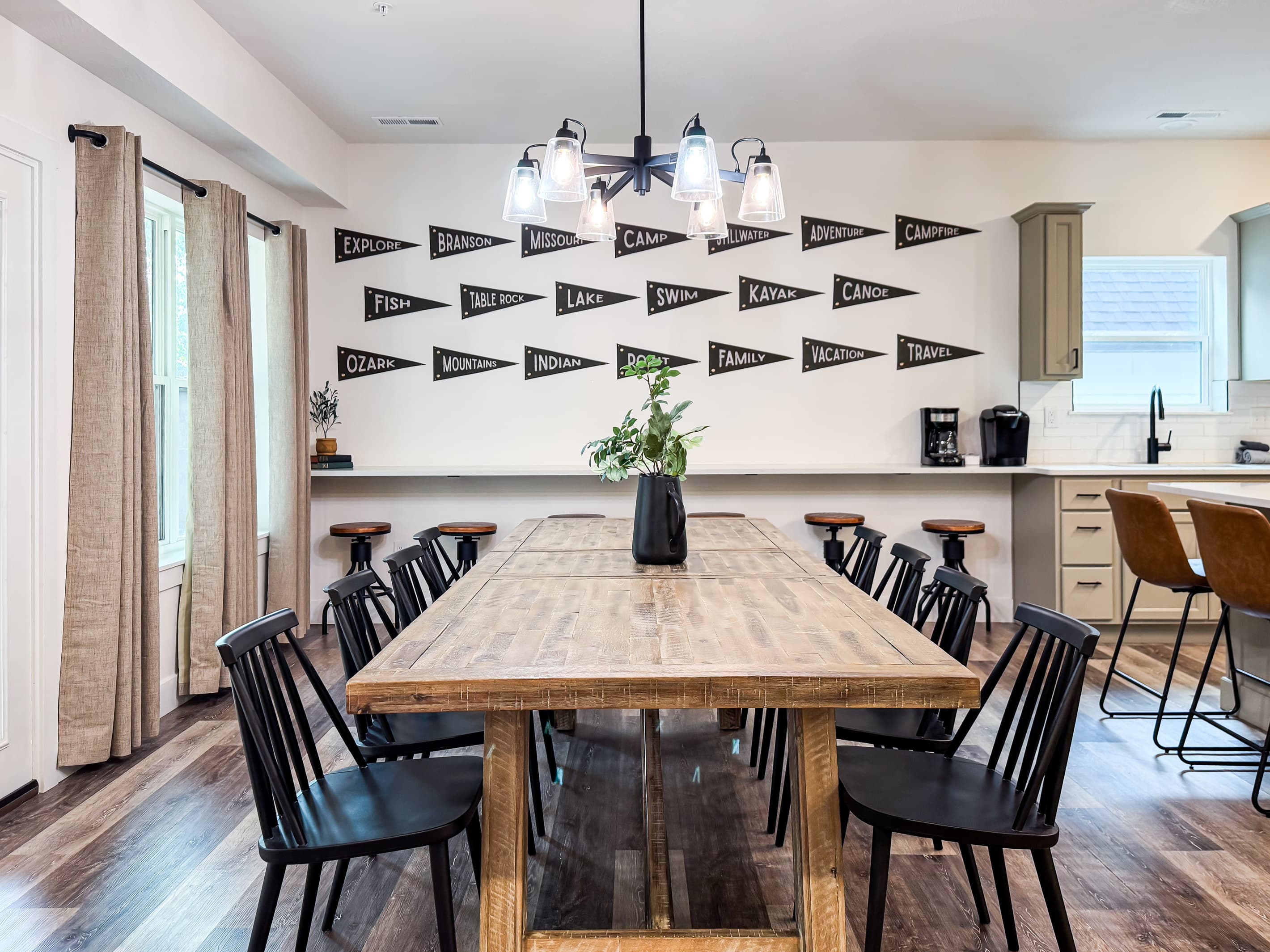 Dining table with more seating behind or use as a buffet table