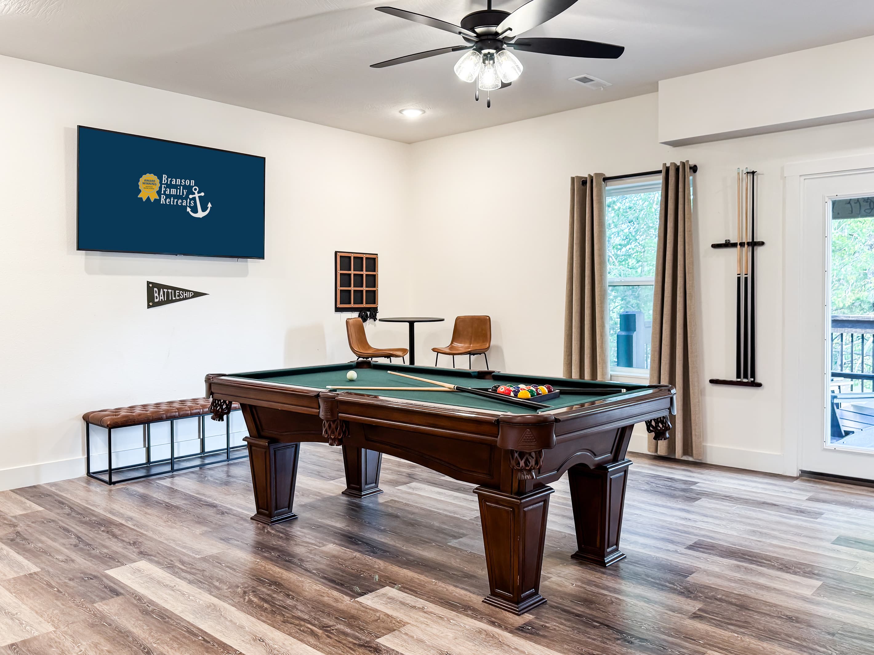 "The location was perfect,  you could be on the Branson strip or landing within 15-20  minutes.  There is 1 house between camp Stillwater and the indoor pool.  Lots of board games and arcade games for all ages." Stacie (MO)