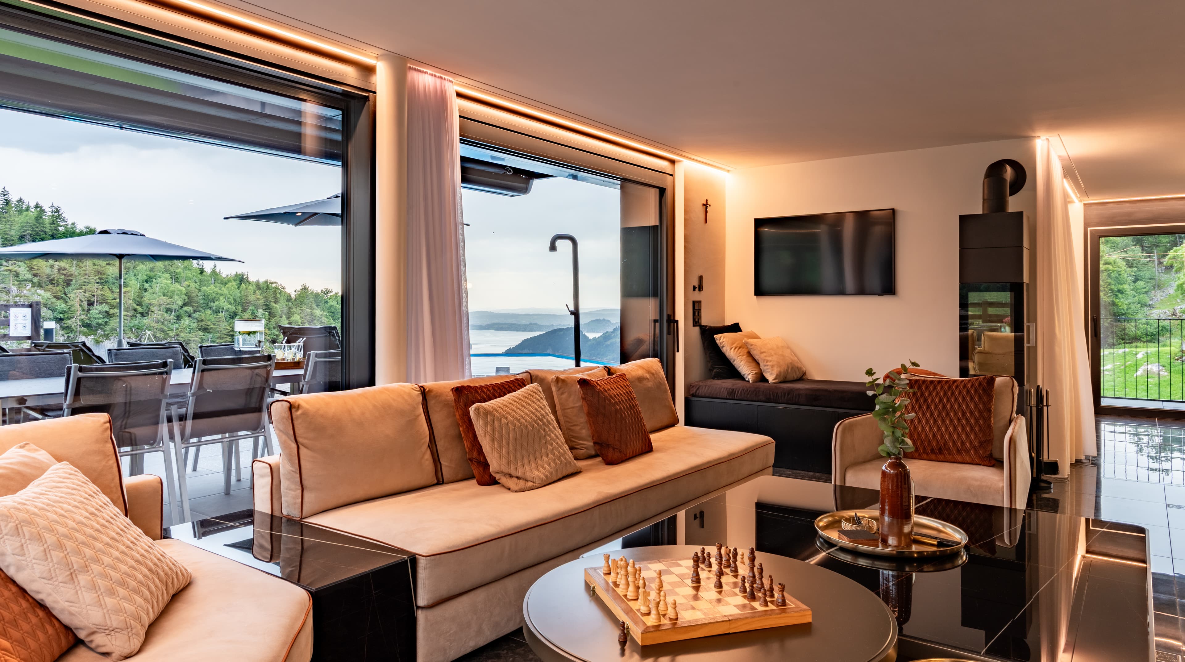 Villa tauris fireplace cozy living room