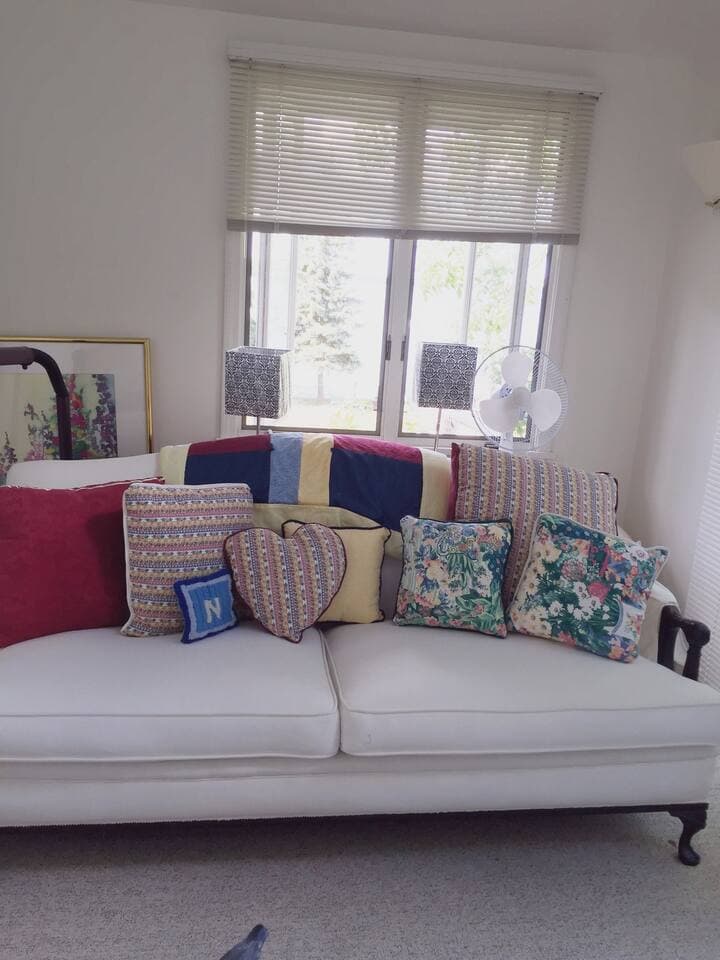 Homeade pillows to enjoy on your visit or buy some to take home!