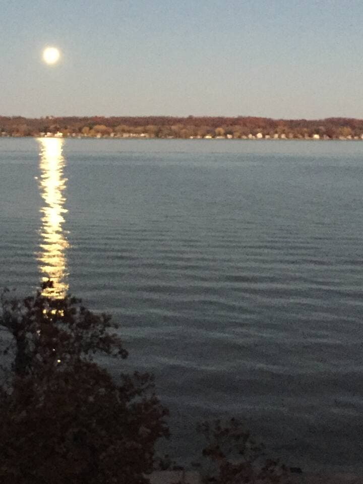 Full moon view from our terrace level. (Stellar sunrises soon).