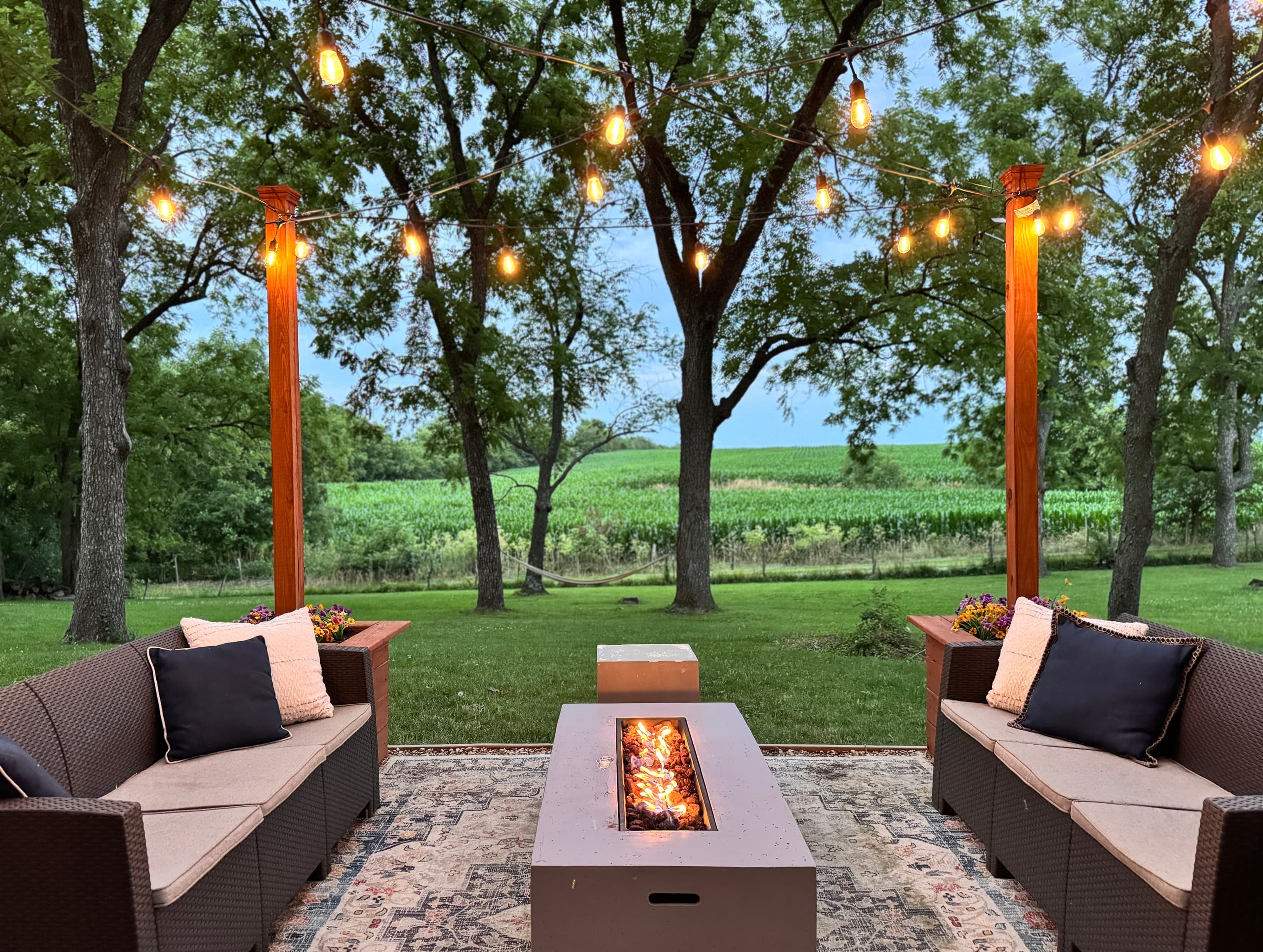 Relax and enjoy an easy, quiet evening with the fire table, patio lights and the magic of being tucked away from it all.