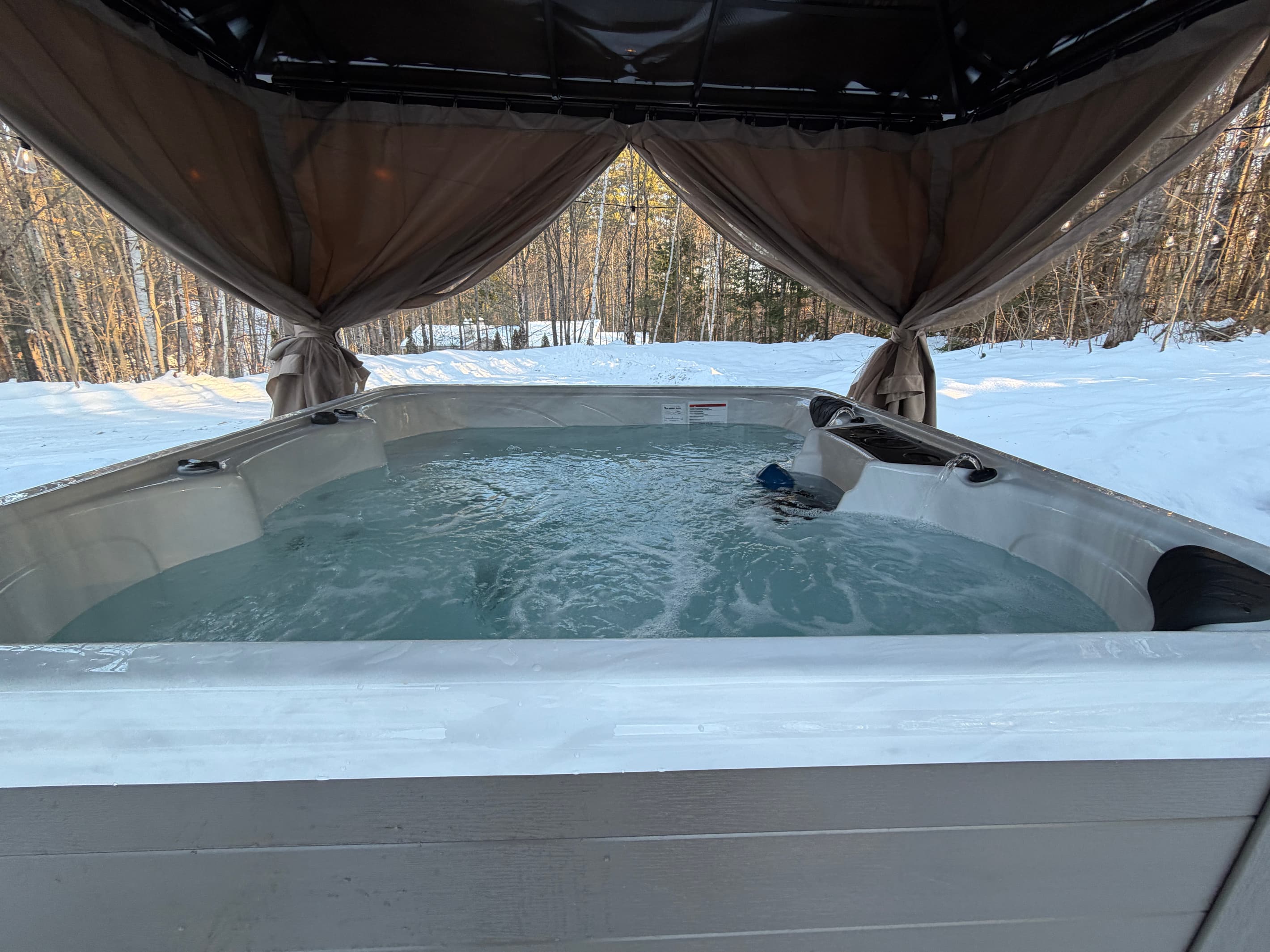 Delight in the hottub when its cool outside
