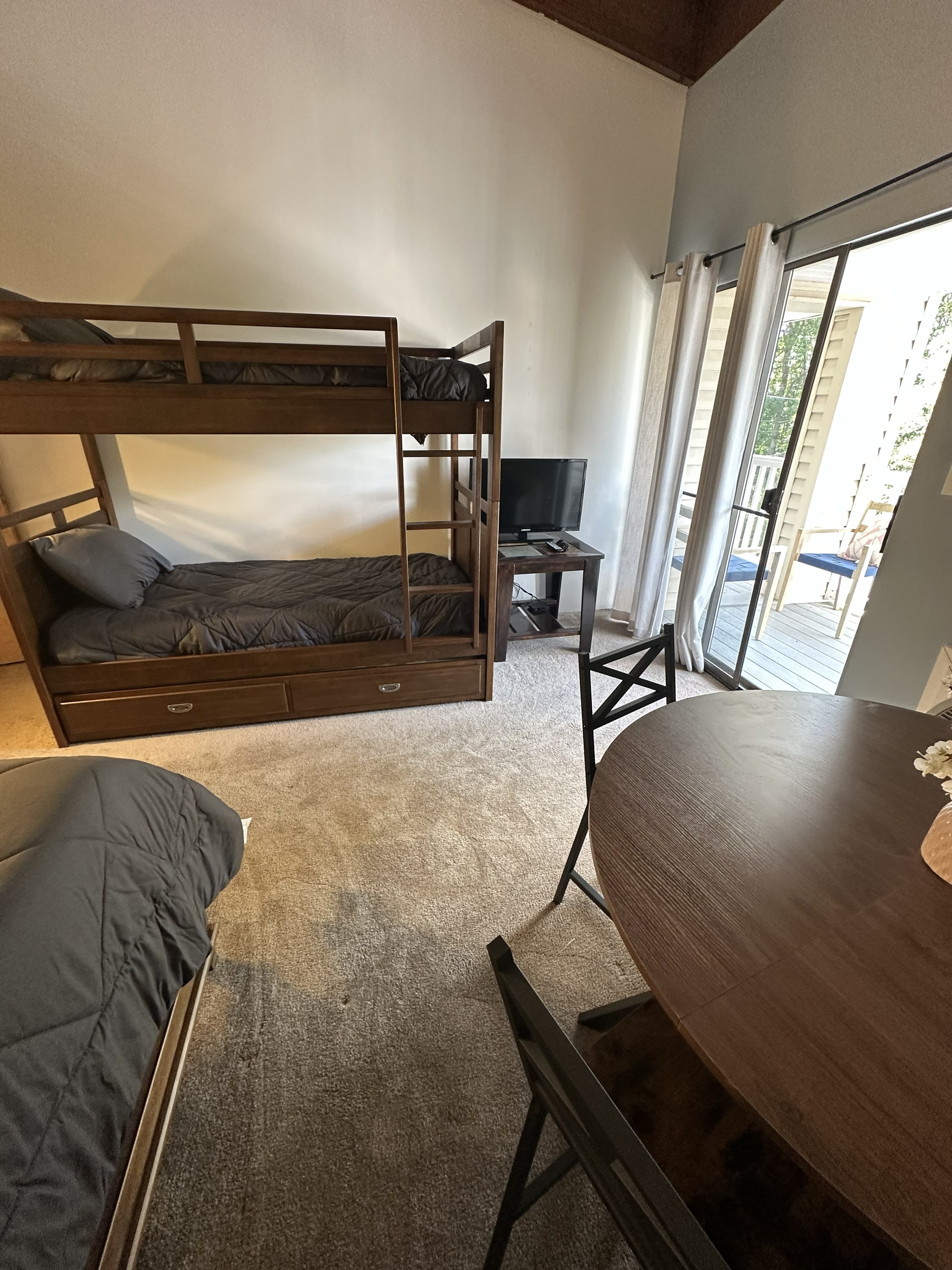 Bedroom 1 queen bed and bunk beds
