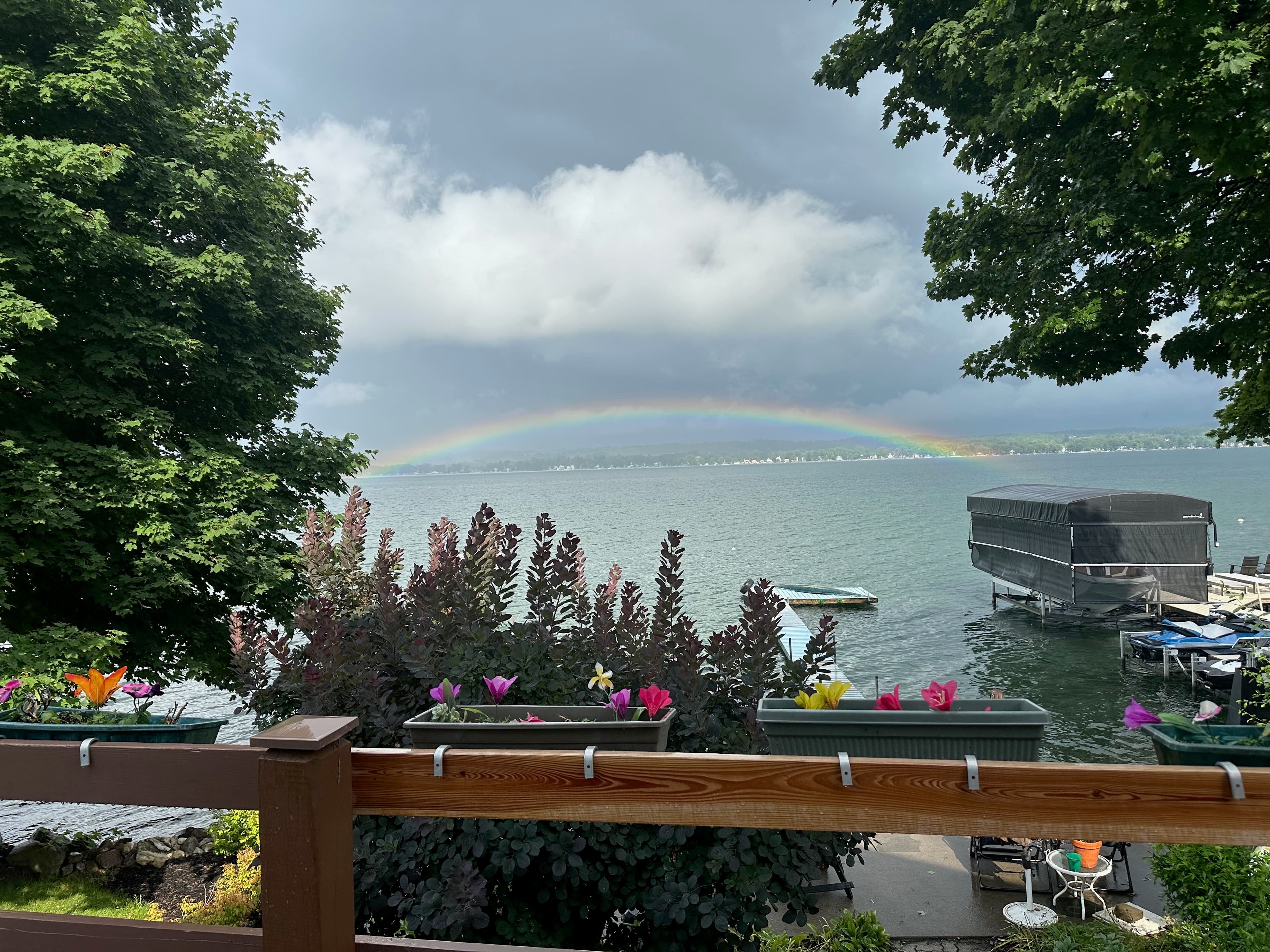Rainbow in front of home (time specific)