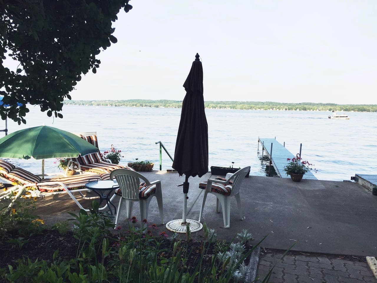 Lake Level view from Terrace Level Bedroom - reduced or no outdoor furniture and dock in fall/spring/winter