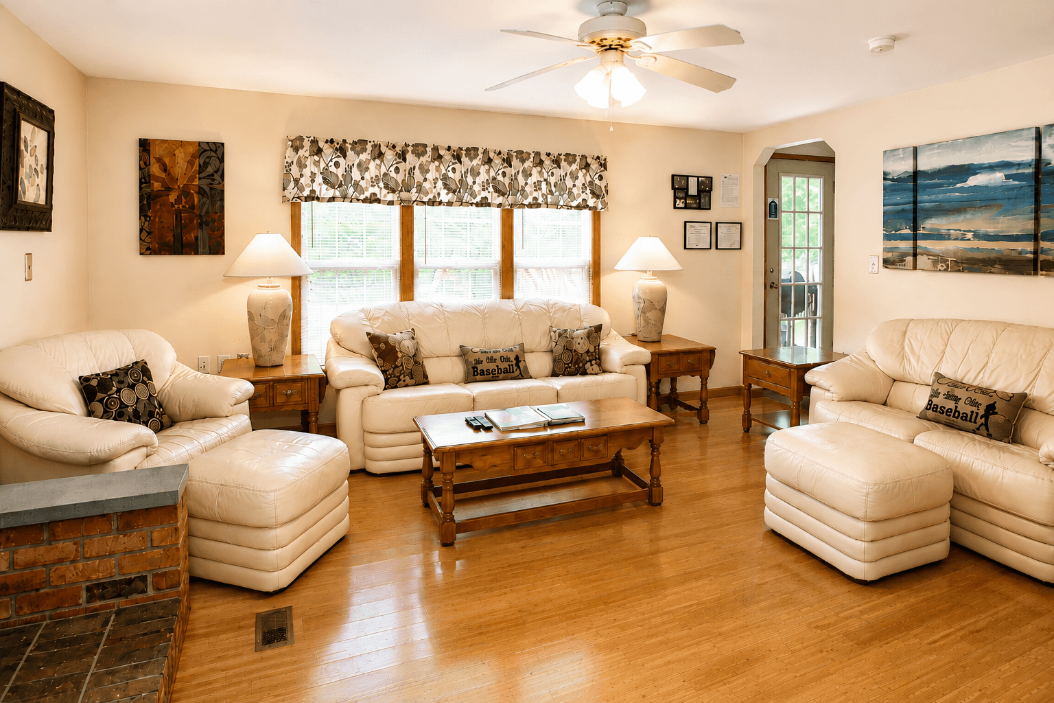 Living Room - spacious one-level home with leather furniture