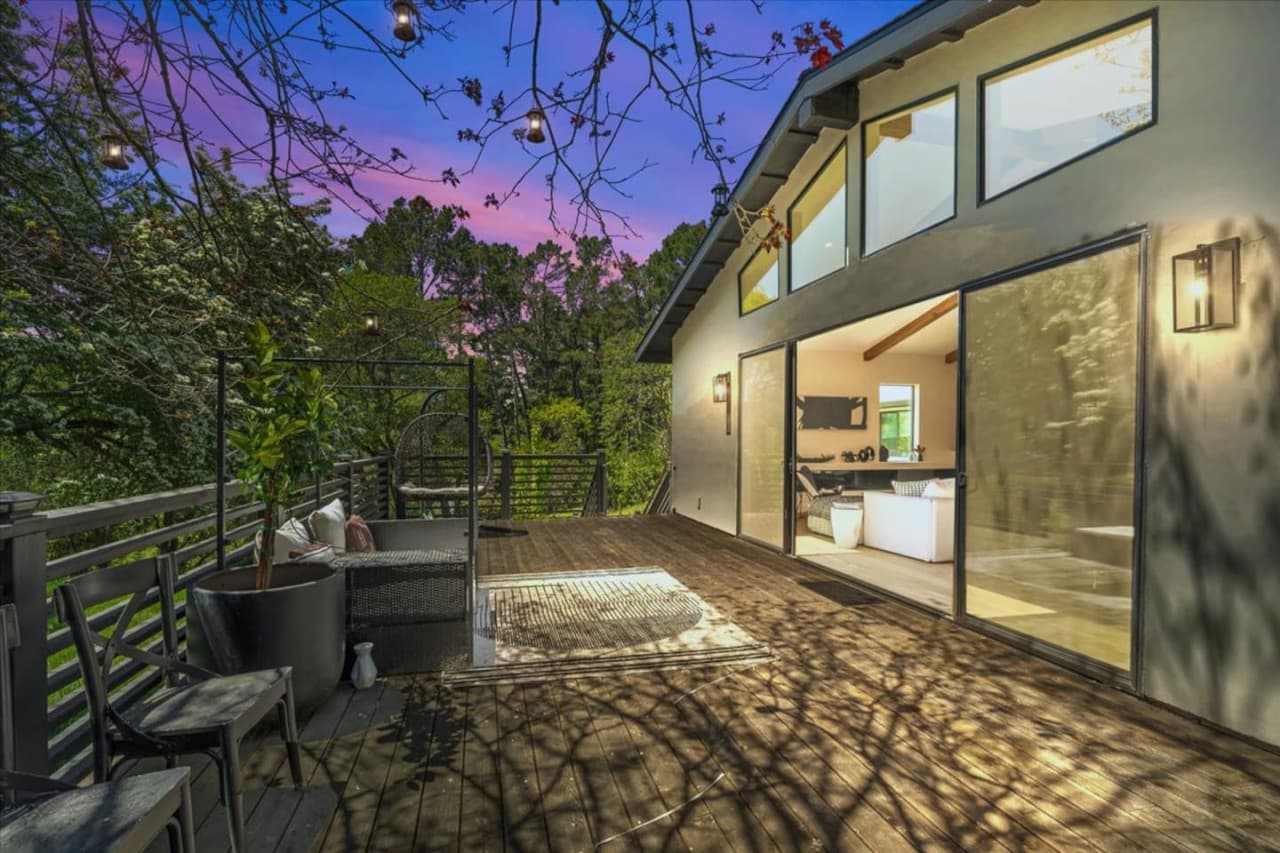 Outdoor patio off the living room space.