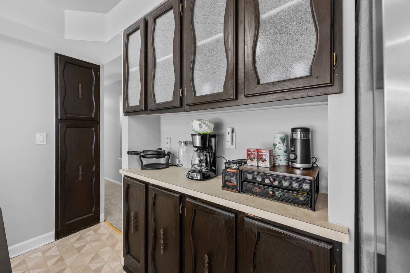 A convenient coffee and snack station for an easy start to your day.