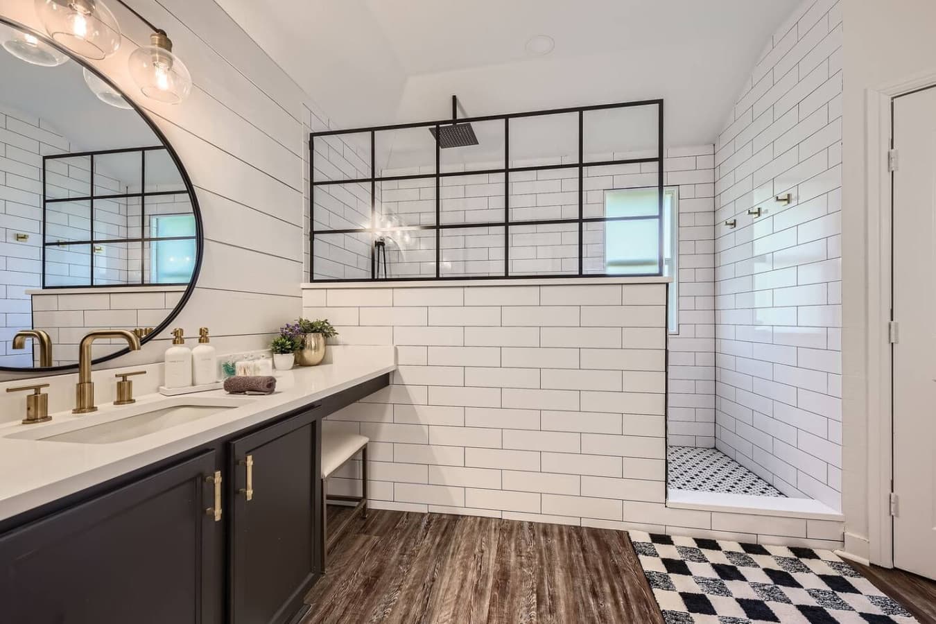 Step in shower featured in the ensuite master bathroom.