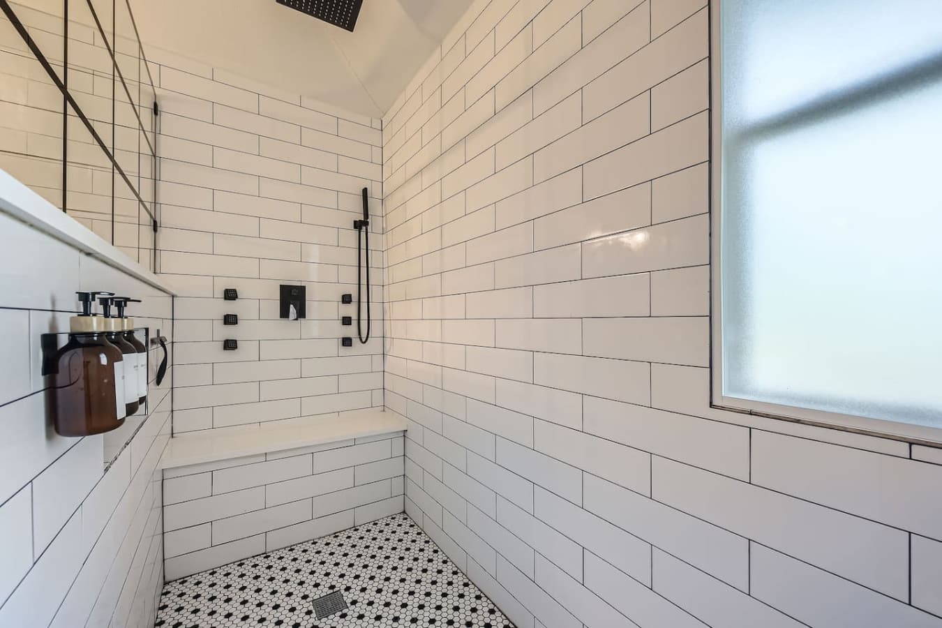 Step in shower in the ensuite master bathroom.