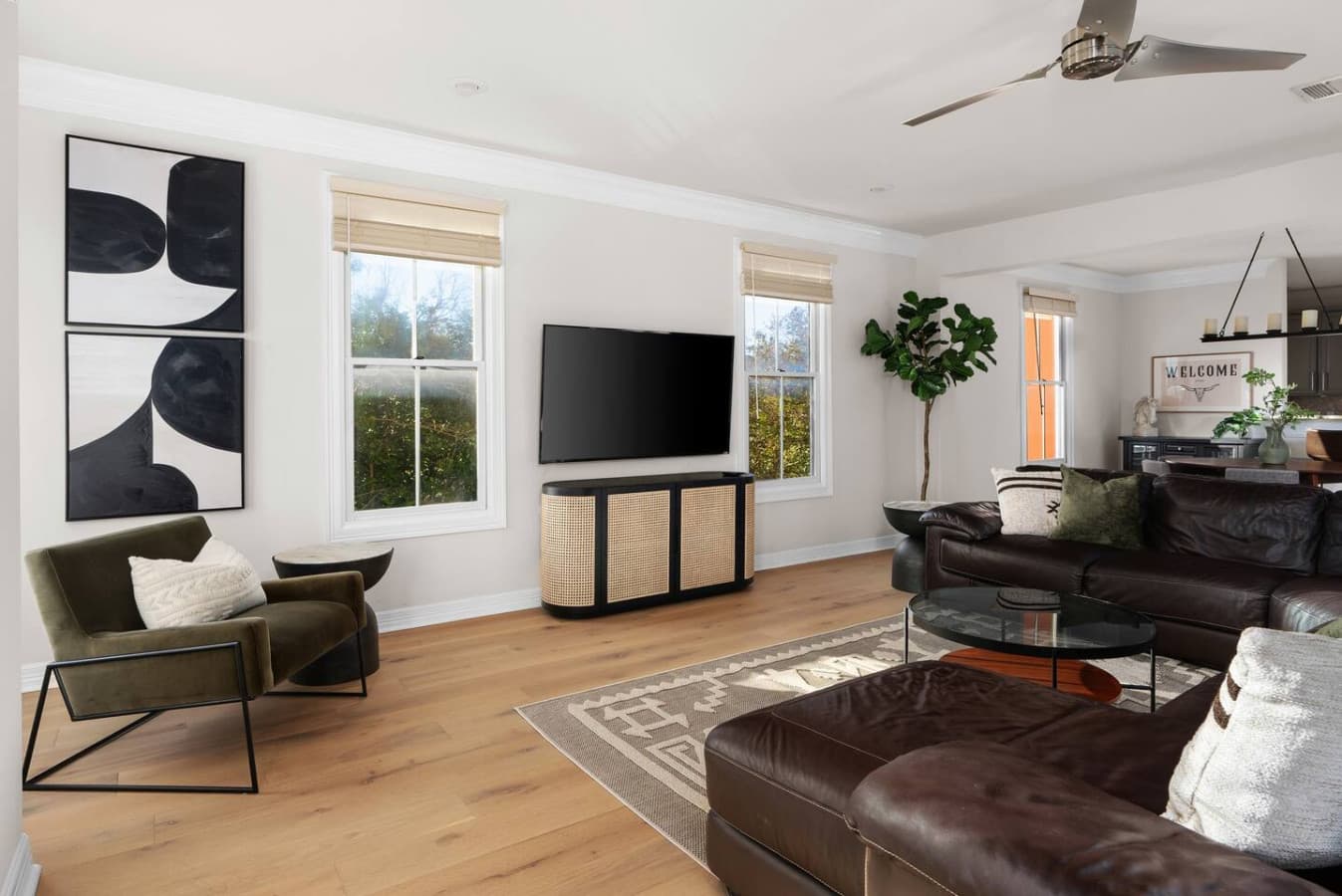 Spacious living room space featuring a smart TV to stream your favorite shows.