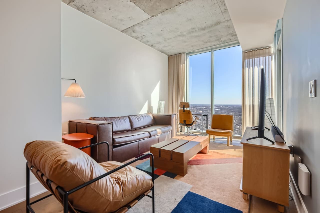 Living room with views.  Featuring a queen size bed/ pull out.