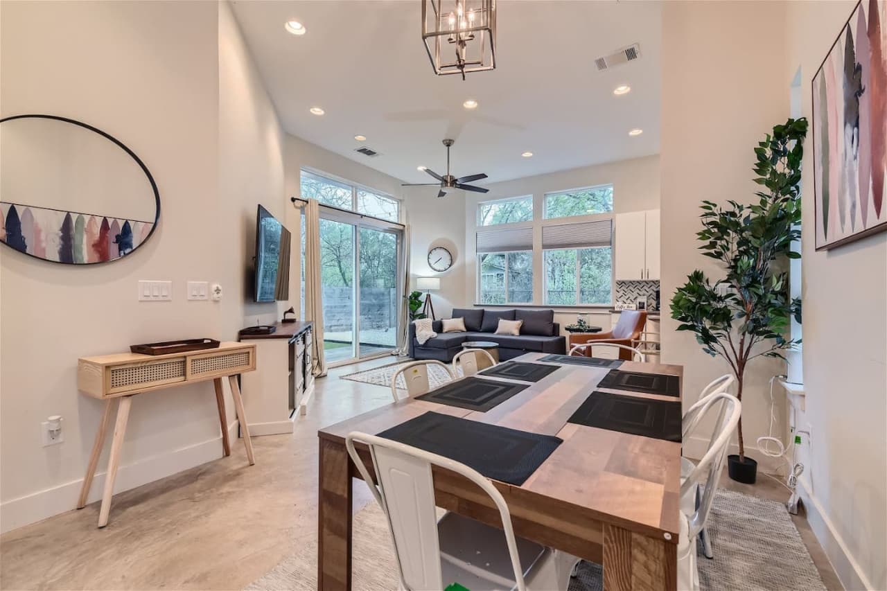 Our dining room table is perfect for an intimate dinner party, special occasion, or just a cozy night in with your loved ones.