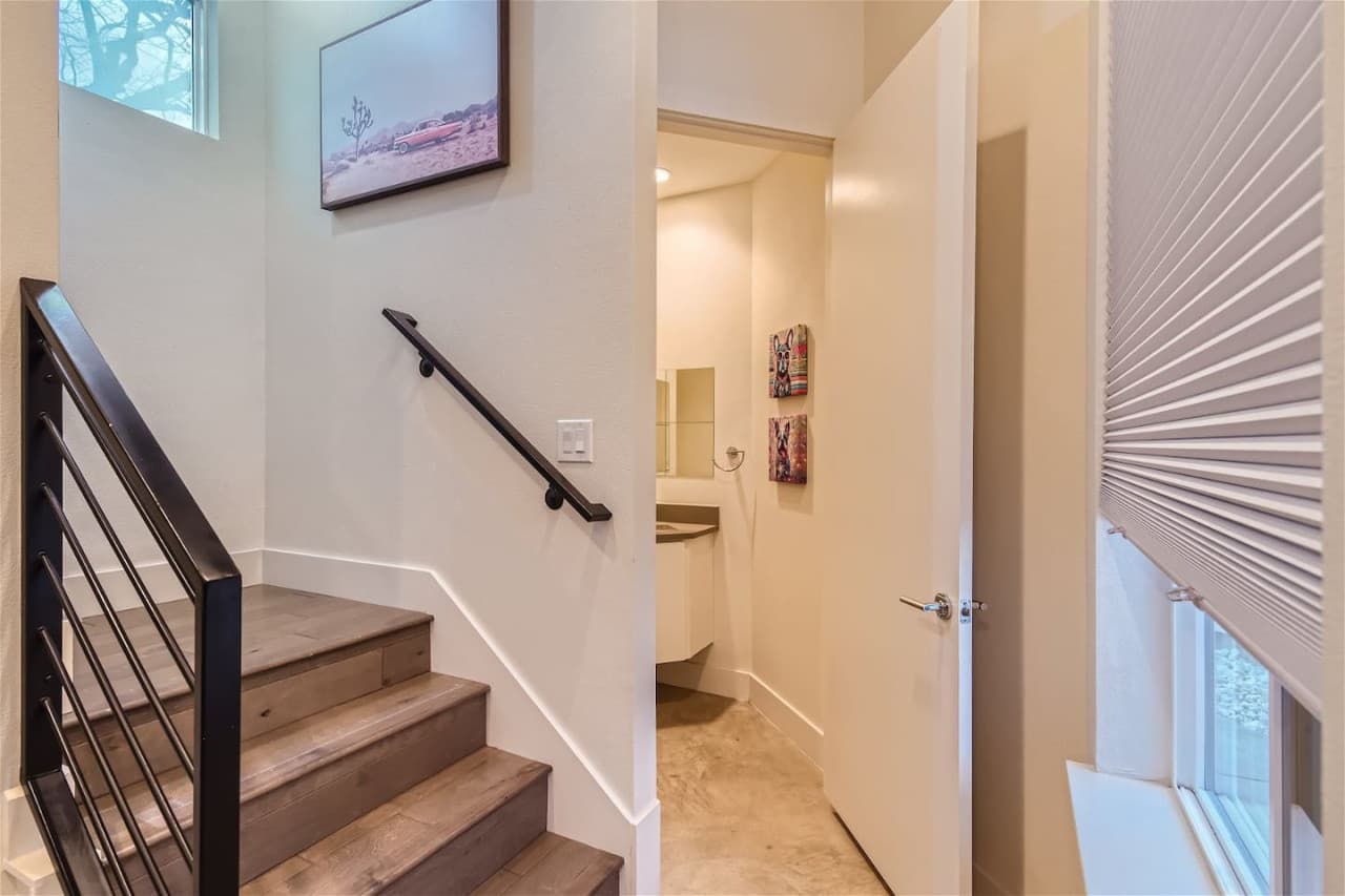 Head upstairs where your bedrooms await.