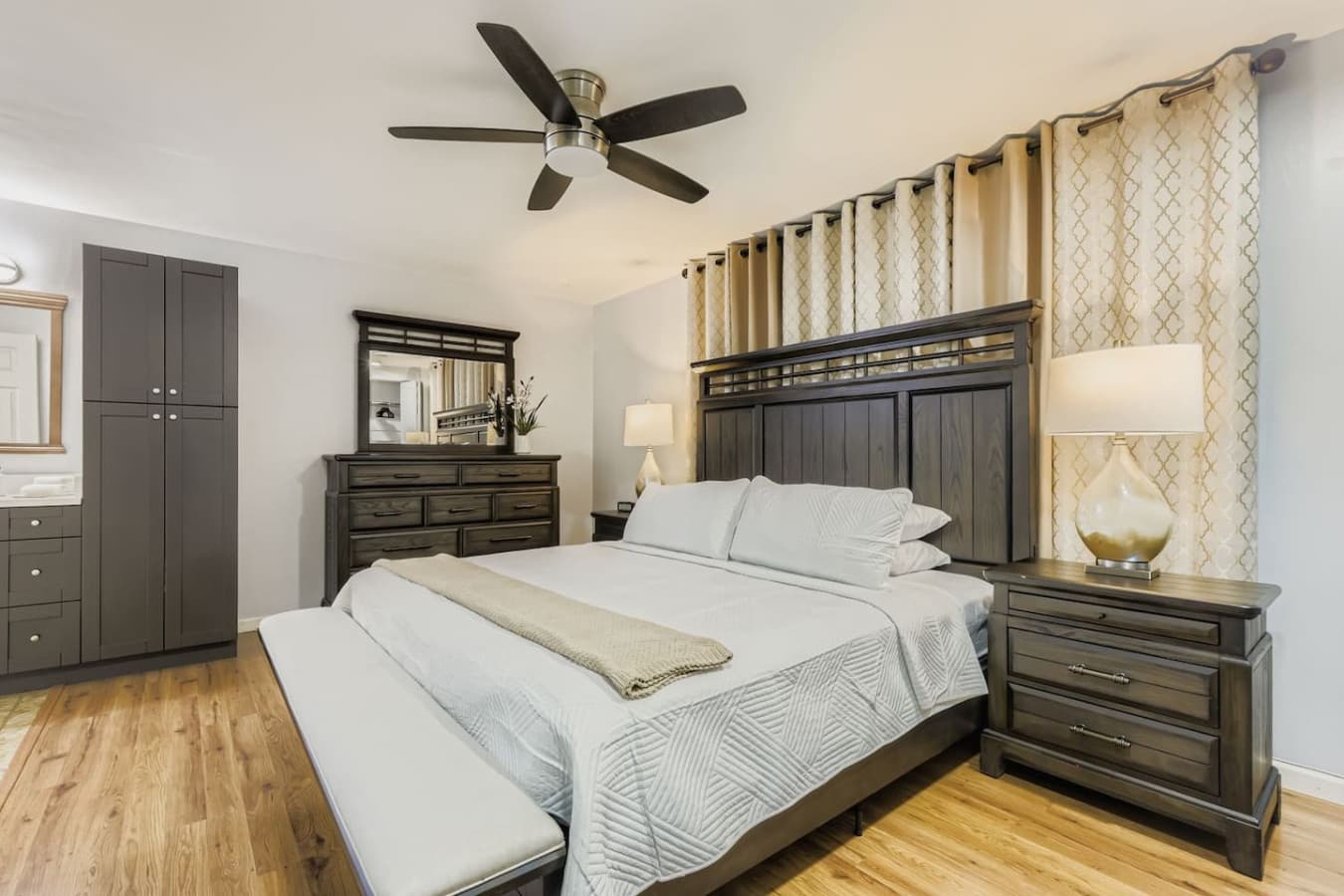 Master bedroom with cozy king bed.