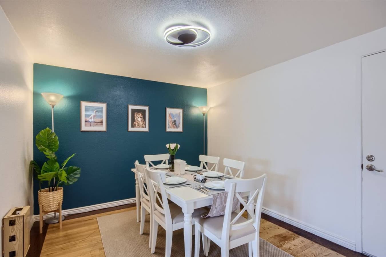 Indulge in a delicious, home-cooked meal surrounded by elegant decor at our six person dining room table.