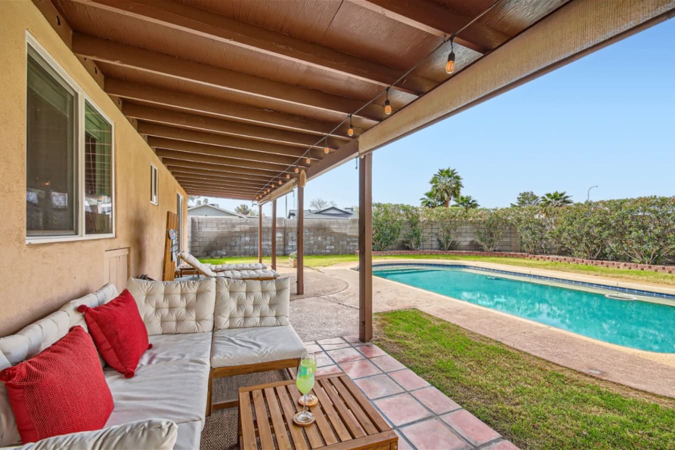 Our retreat will become a lifestyle between dips in our private pool and relaxing outside, there is nothing but relaxation to be found at this backyard oasis.