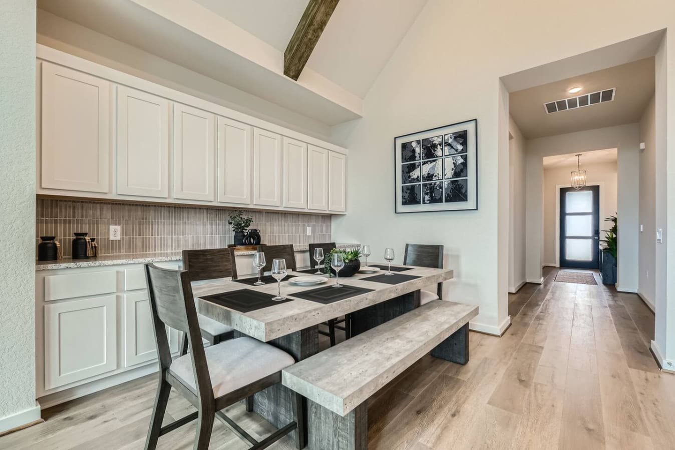Gather around the spacious dining table.