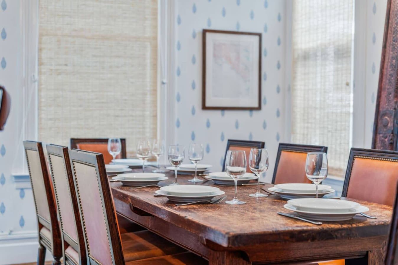 Dining table with seating for 8.