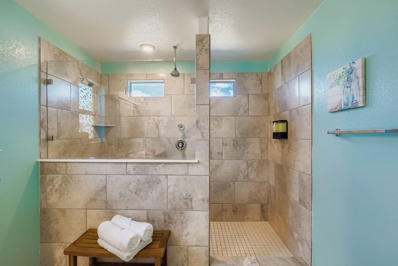 Full bathroom with walk in shower.