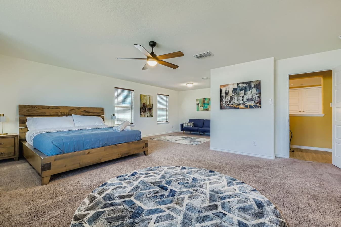 King size bed in the master bedroom and a futon bed.
