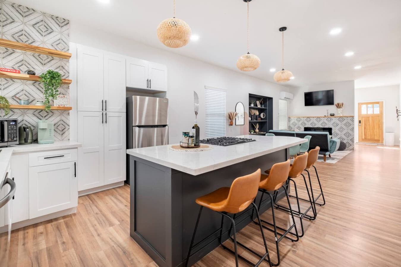Bar seating in the kitchen.