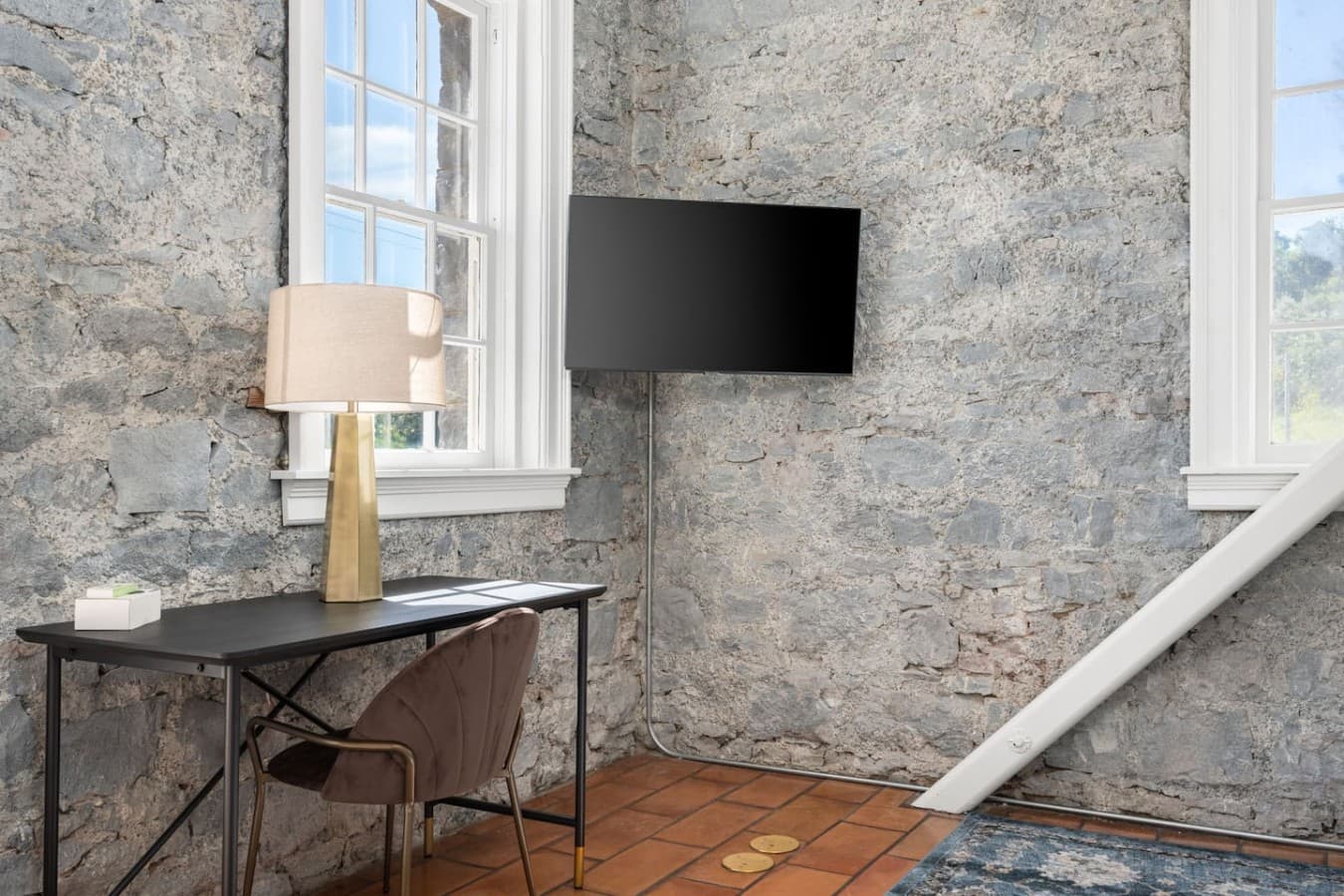 This is the private room you will be renting offering a dedicated workspace and mounted TV for added convenience.