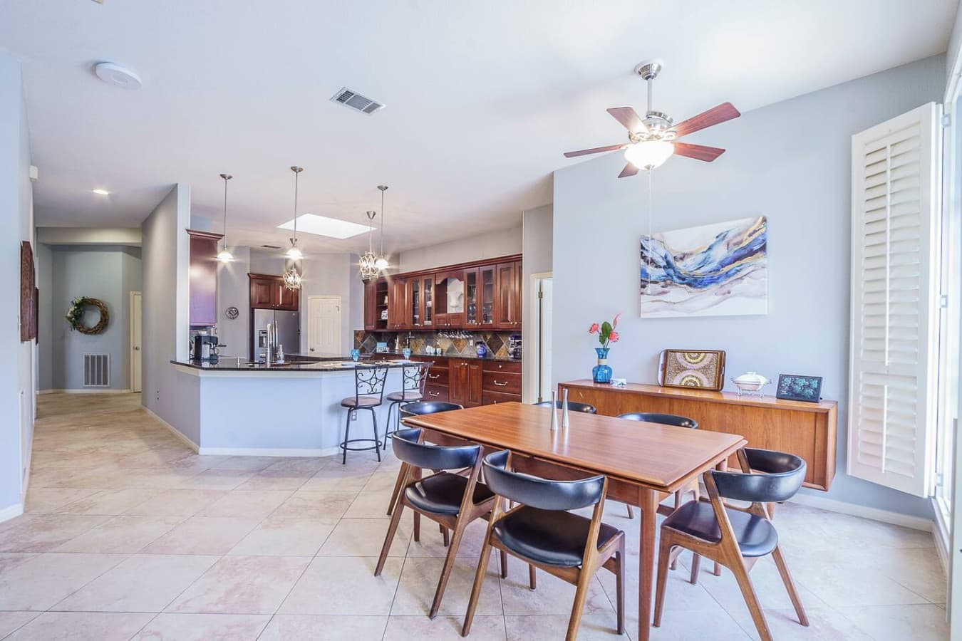 Stylish and spacious, perfect for family dinners or casual bites.