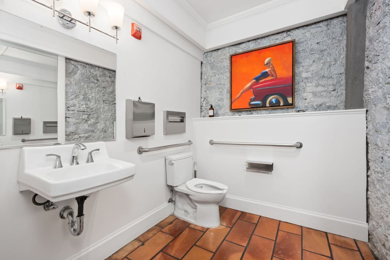 This is a shared half bathroom accessible from the hotel’s common spaces and not located inside your private room.