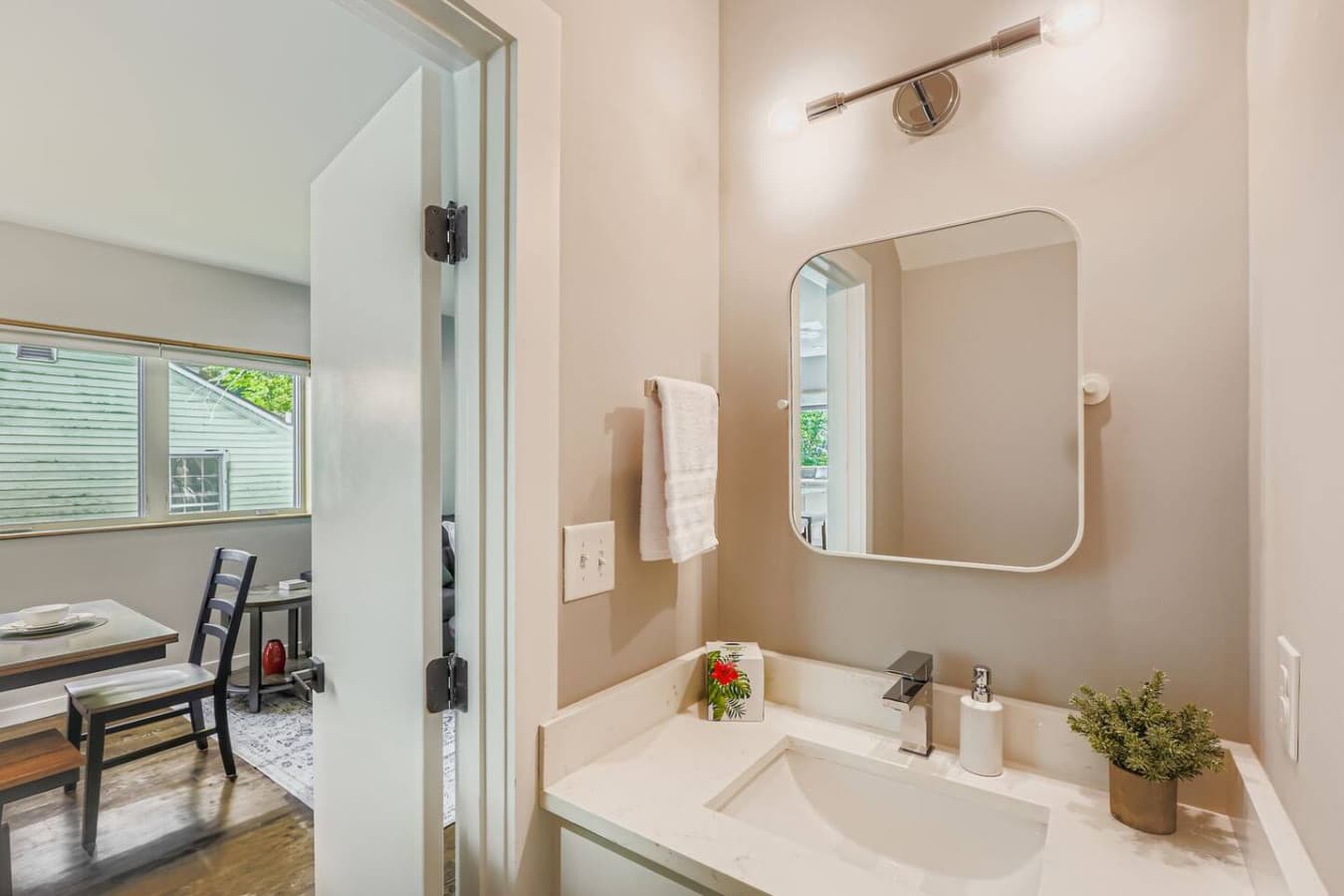Unit A: Half bathroom.