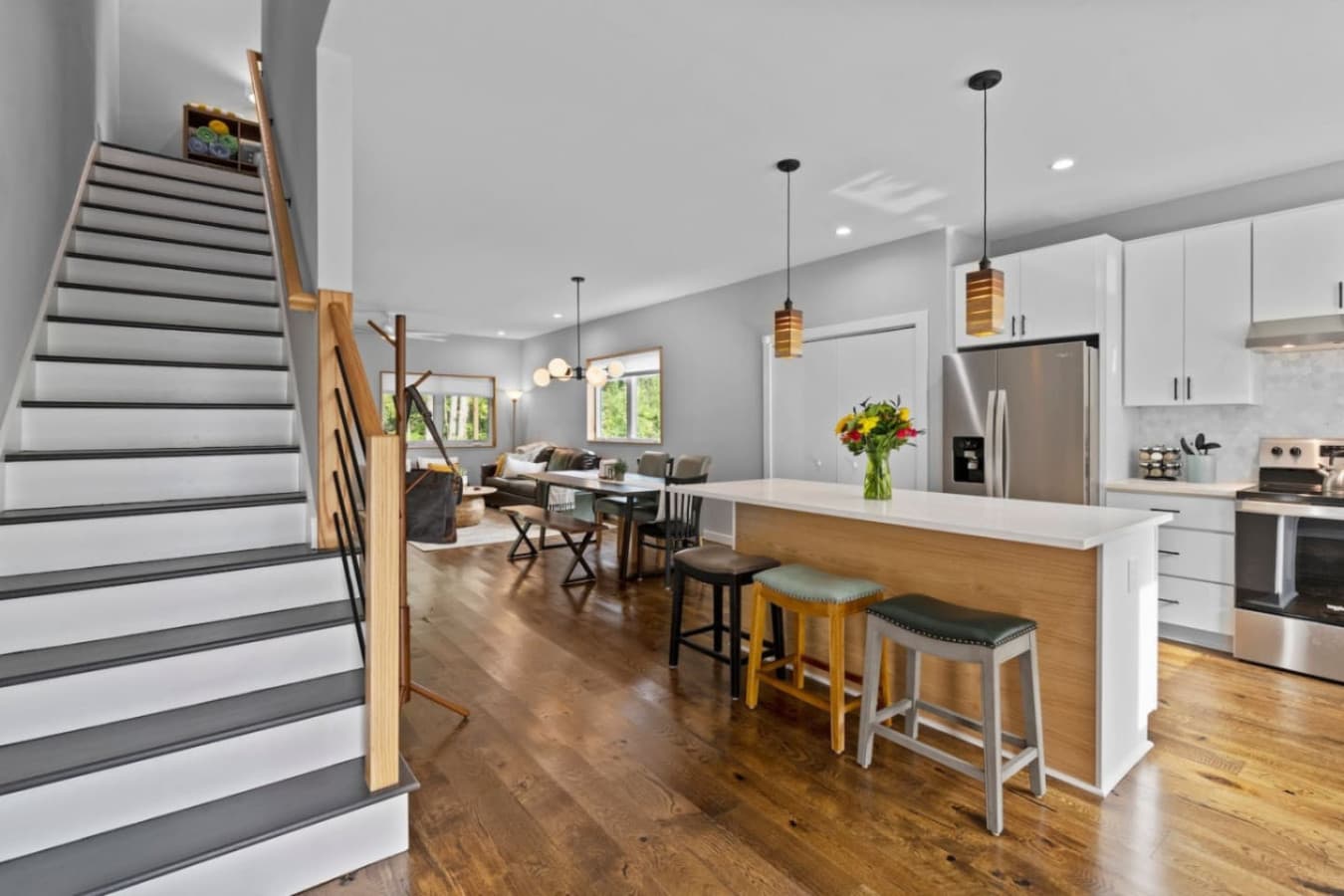 Unit B: Kitchen and dining area.