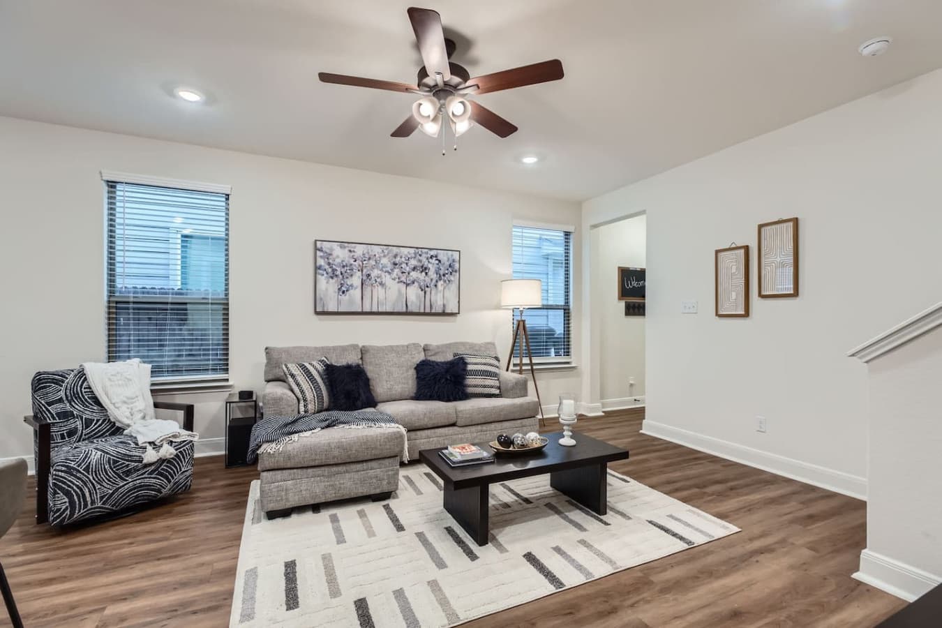 Living room featuring a chic modern sectional.