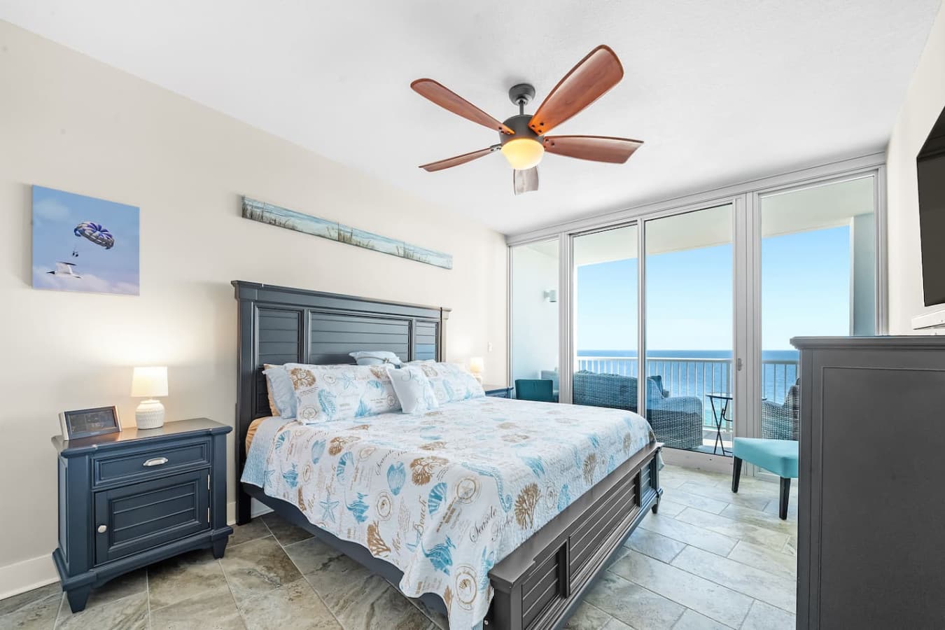 Master bedroom bliss: king-size bed, balcony, and en suite.