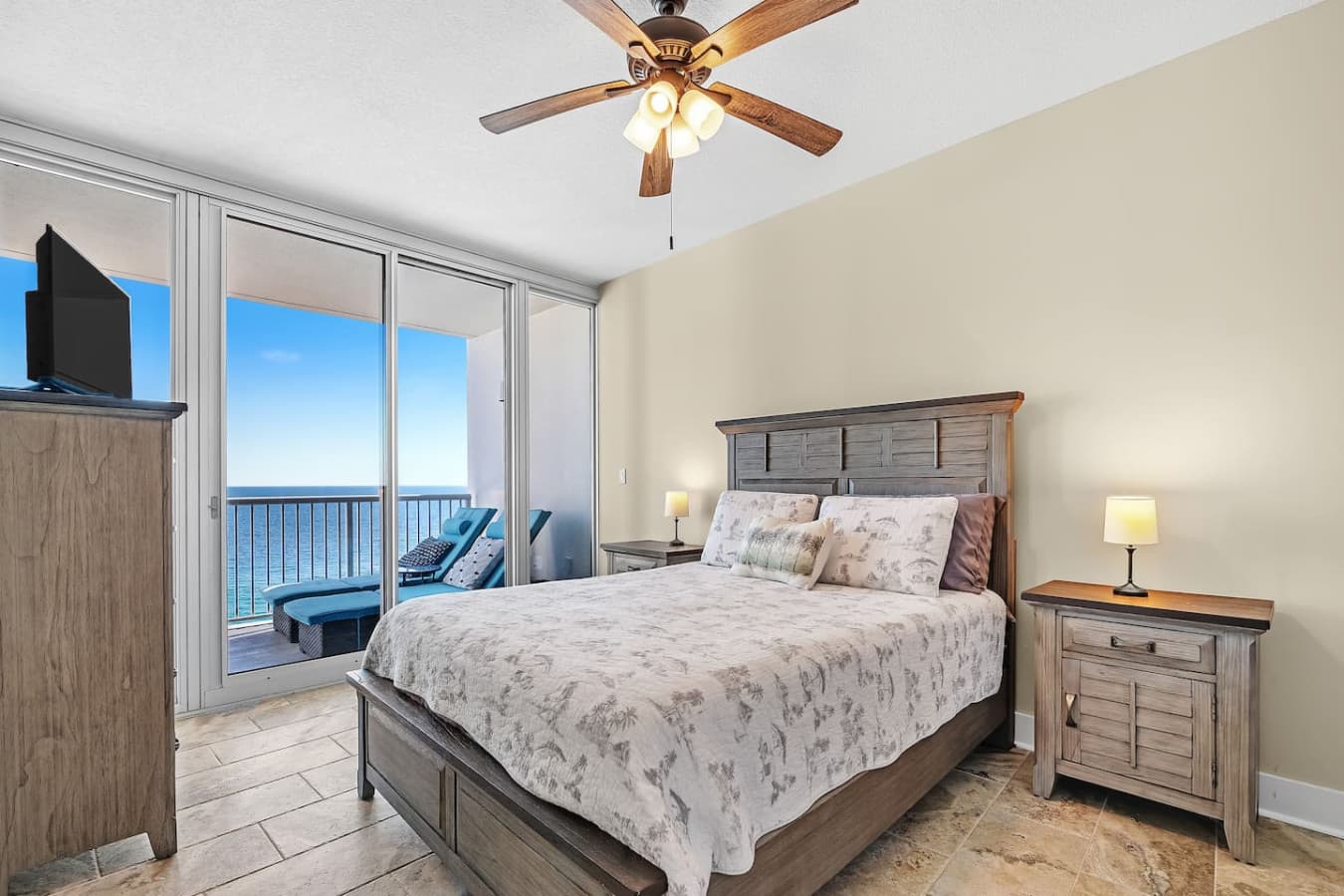 Relax in the second bedroom with a beautiful view.