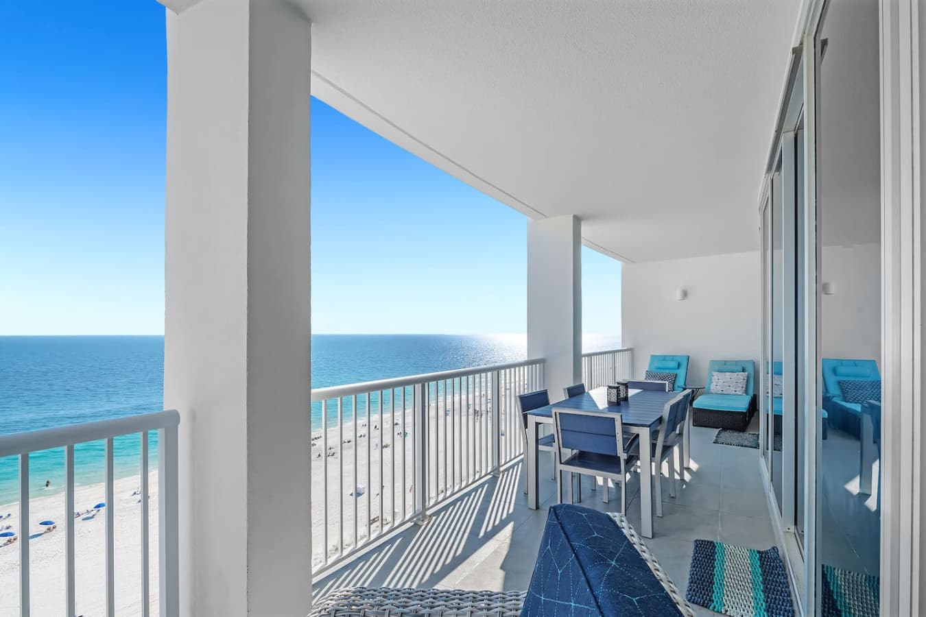 The beach is only a glance away from the balcony.