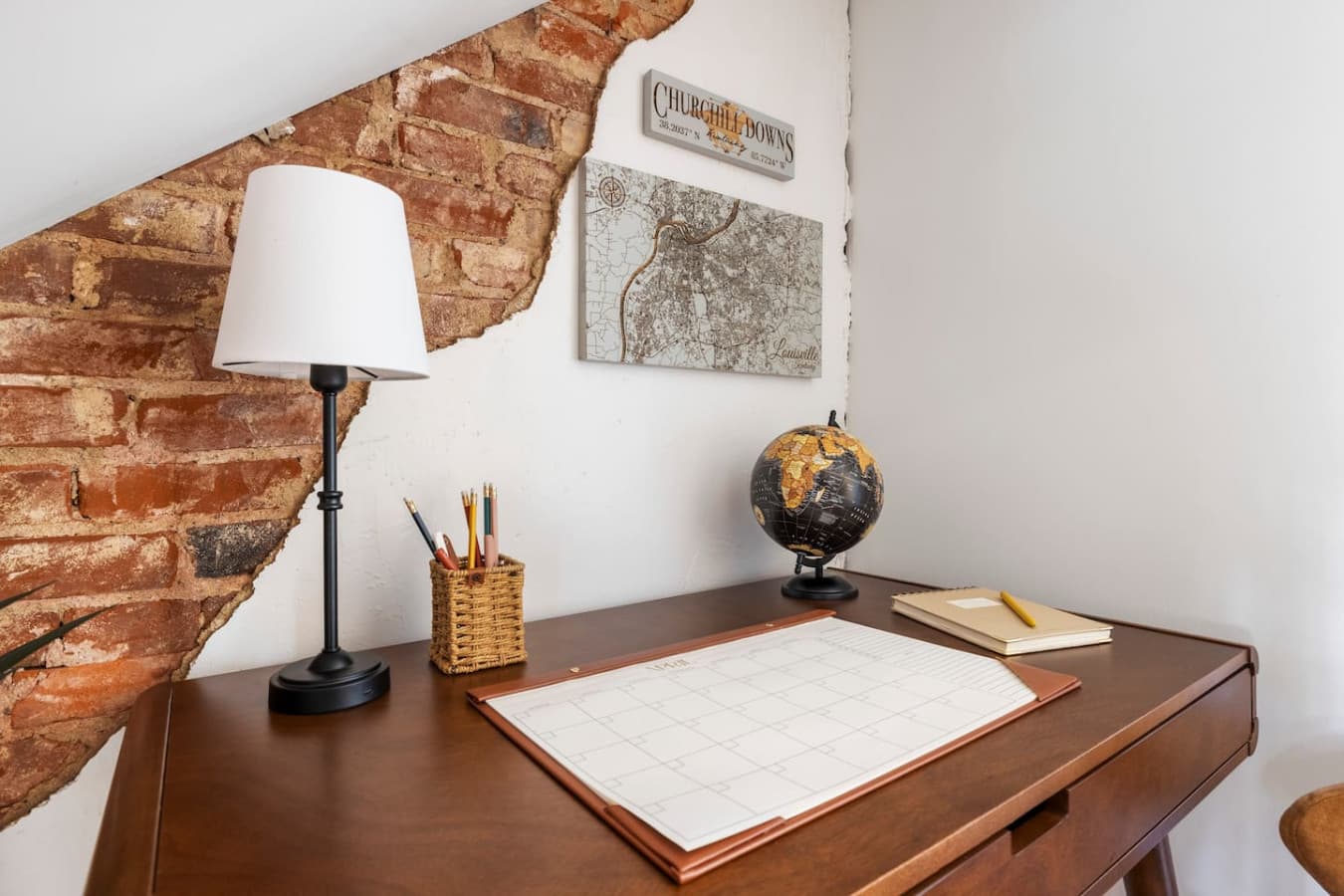 Dedicated workspace nestled in the corner.