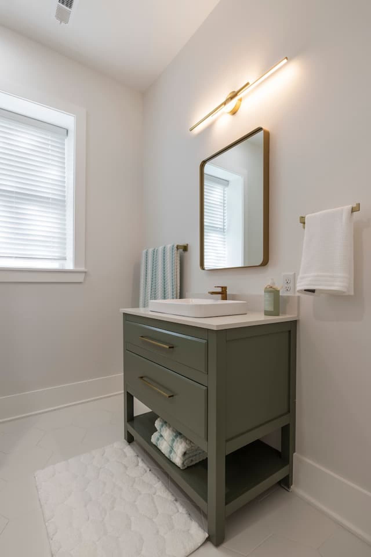 Fully stocked third bathroom.