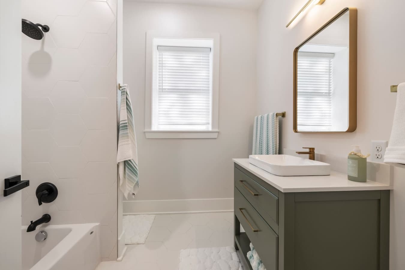 Fully stocked third bathroom.