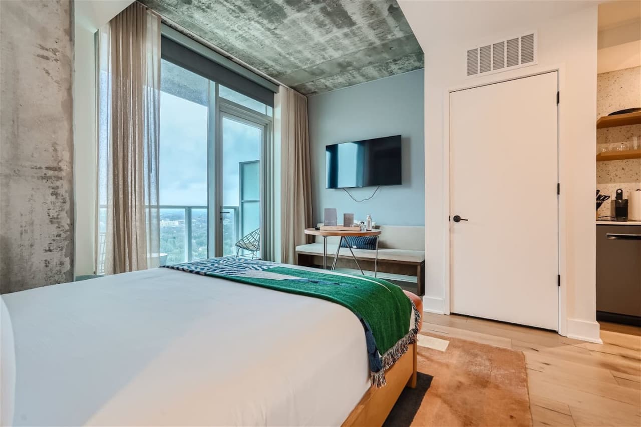 Enjoy views of the Lady Bird Lake, Austin skyline, and sunset.