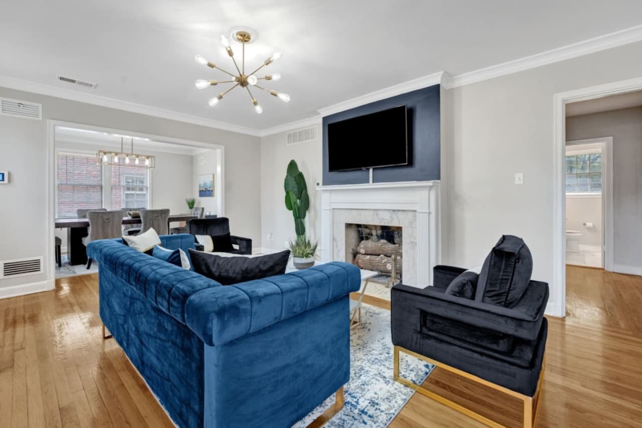 Open concept living room space off the dining room.