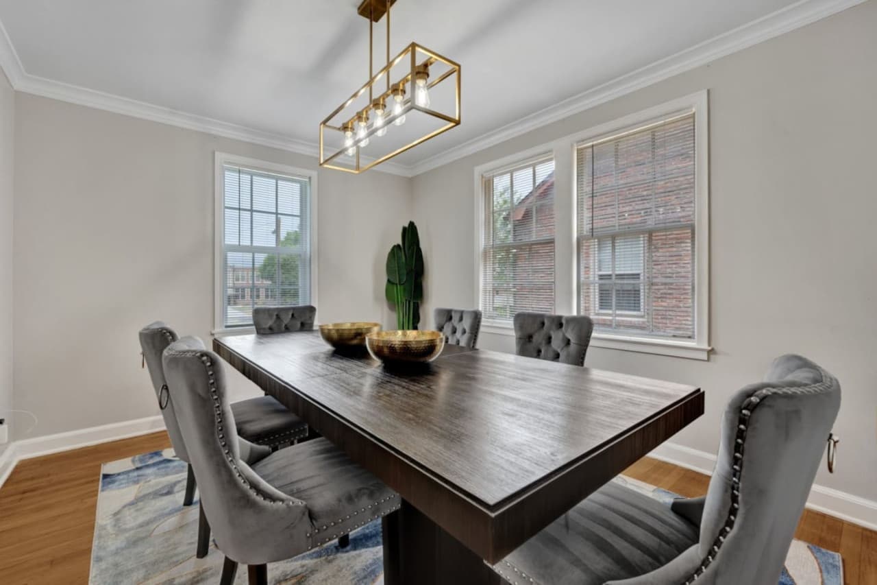 Come together at our elegant dining room table, perfect for intimate family dinners and memorable game nights.