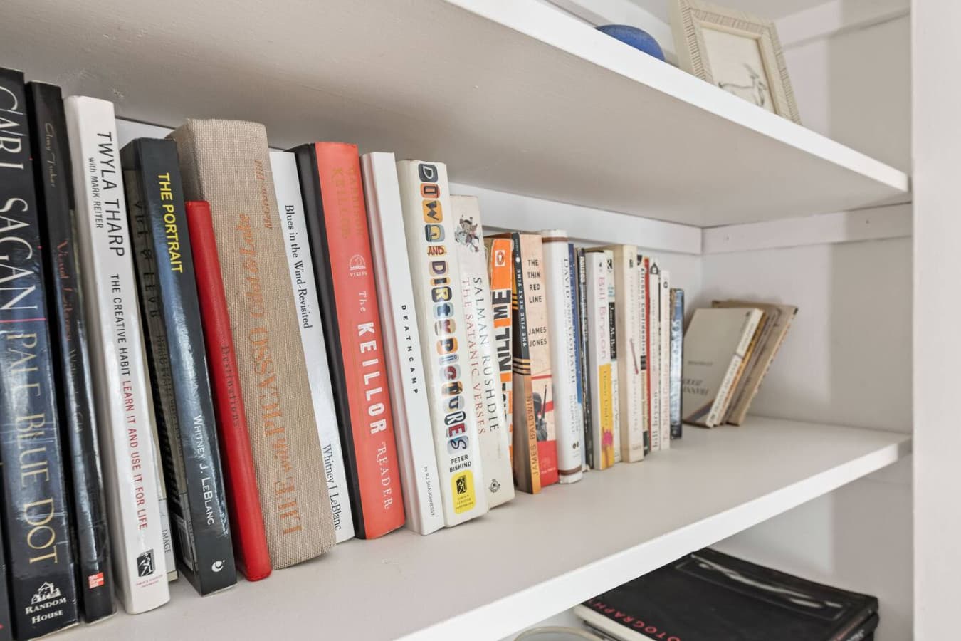 Curated bookshelf with a selection of books for quiet afternoons in.