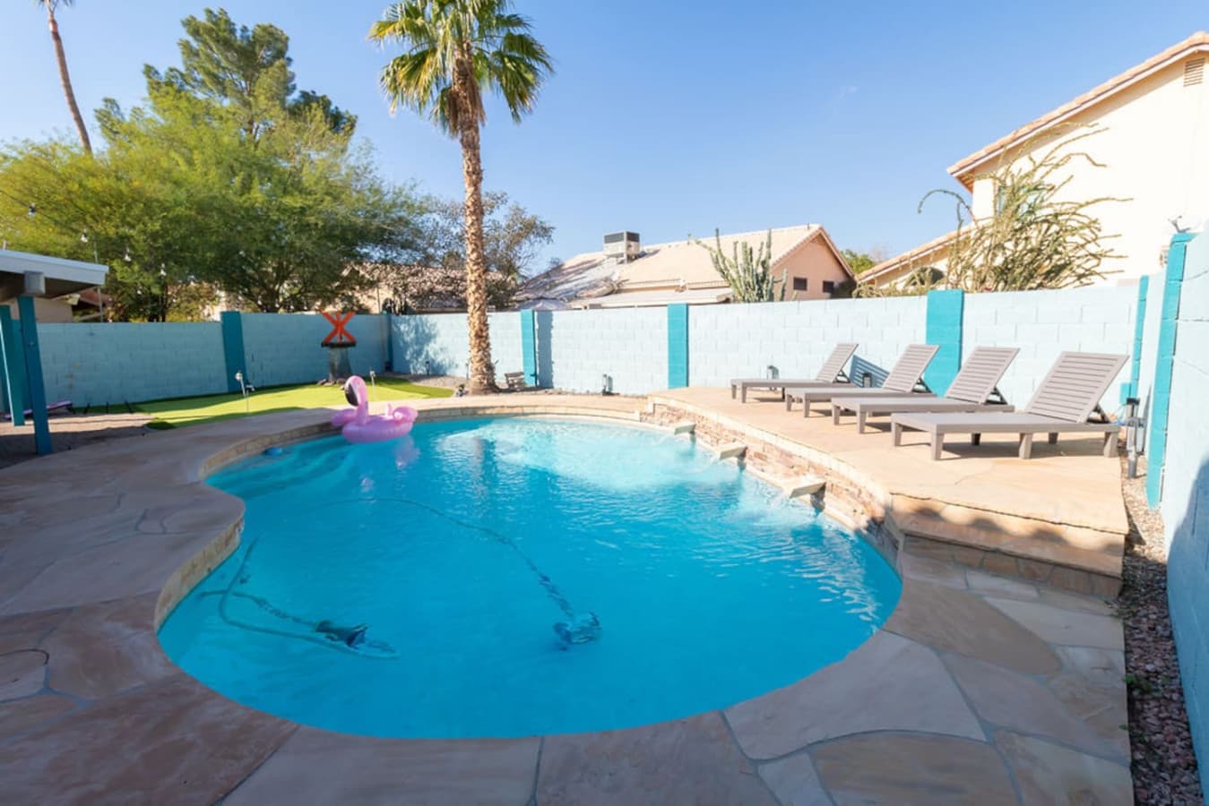 Private swimming pool for refreshing dips and afternoon swims.
