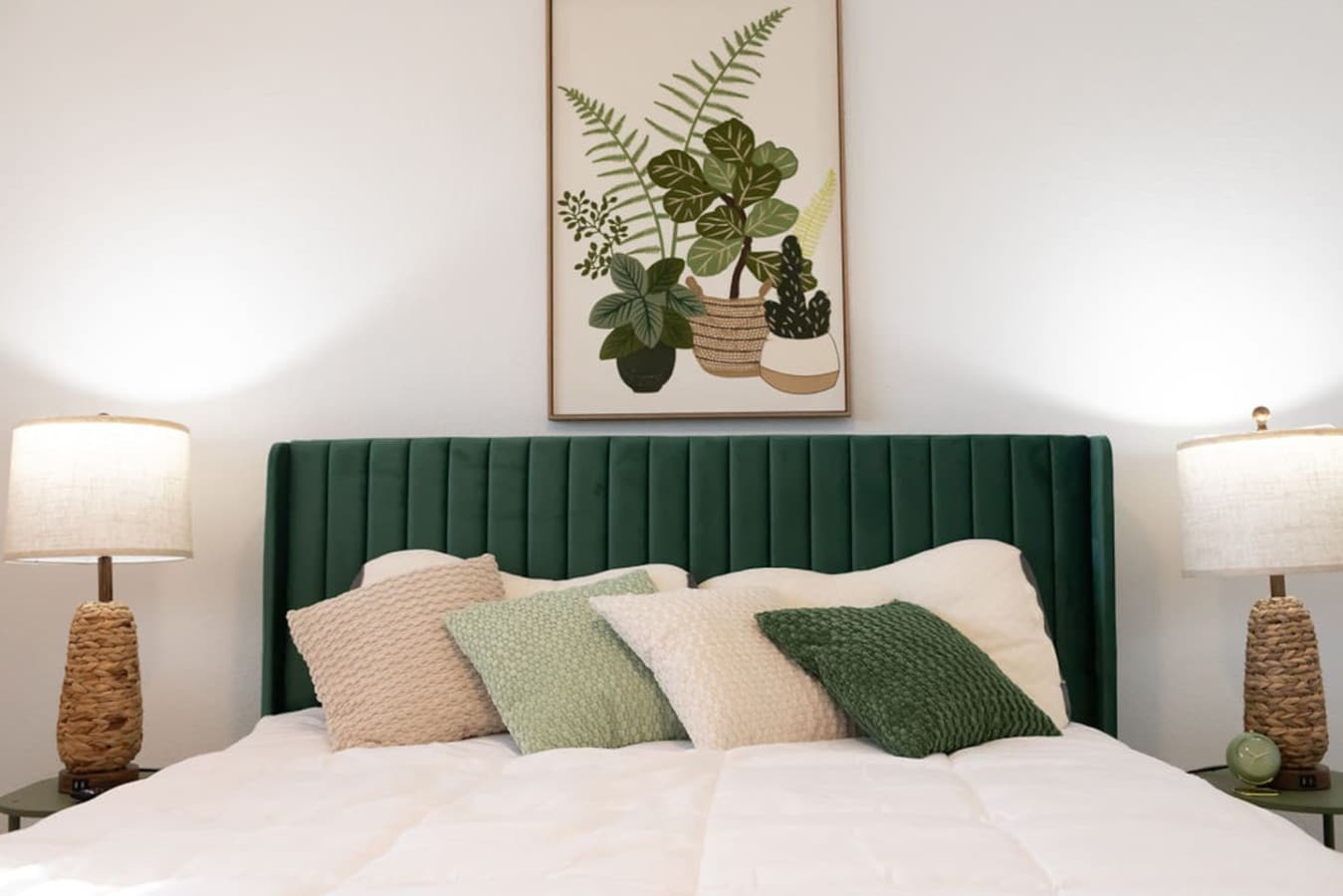 Cozy bedroom with a plush bed and calming design details.