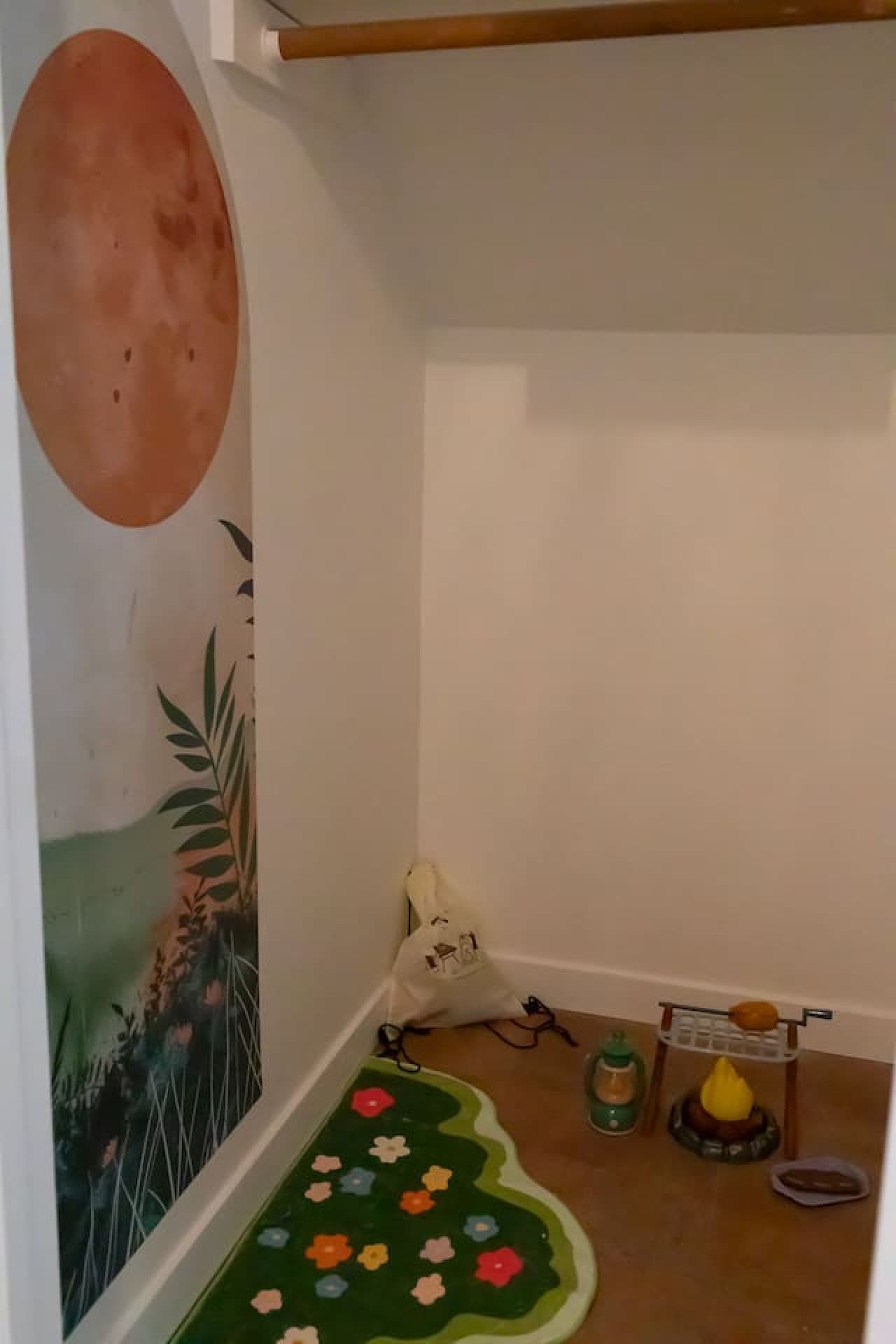 Kids corner set up for imaginative play and quiet time.