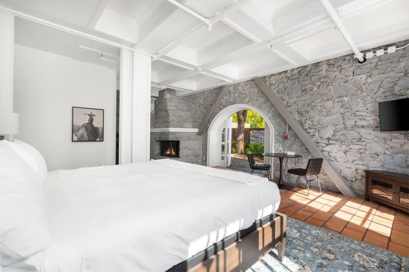 This is the private suite you will be renting offering spacious interiors, stone accents, and a cozy fireplace.